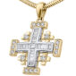 Diamond Encrusted 'Jerusalem Cross' Necklace in 14k Gold - Made in the Holy Land