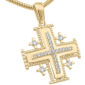 Exceptional 'Jerusalem Cross' Necklace in 14k Gold with Diamonds - Made in the Holy Land