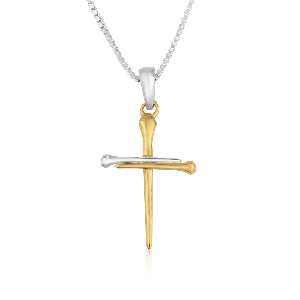 Cross of Nails Necklace - Sterling Silver and Gold Plated