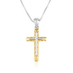 Radiant Cross Necklace - Sterling Silver & Gold Plated