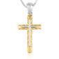 Cross Necklace in Sterling Silver with Radiant Gold Plated Cross - Made in Israel