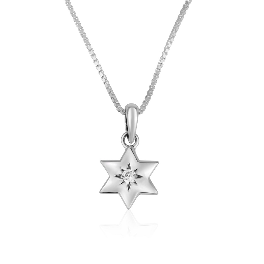 Star of David Pendant with Radiant Zircon Center – Made in Israel