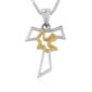 Tau Cross Necklace in Sterling Silver with Gold Plated Dove - Made in Israel