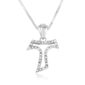 Tau Cross Necklace in Sterling Silver with Zircon - Made in Israel