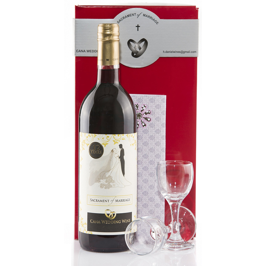 Cana Wedding Wine - Sacrament of Marriage - 2 Glass Gift Set