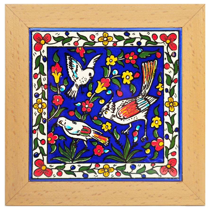 Wildlife - Birds: Jerusalem Ceramic Trivet Hot Plate - Hand Painted