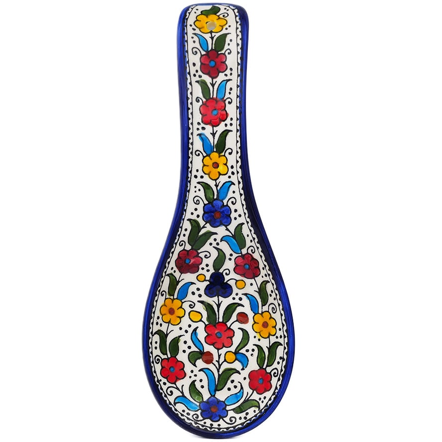 Armenian Ceramic 'Holy Land Flowers' Souvenir Kitchen Spoon