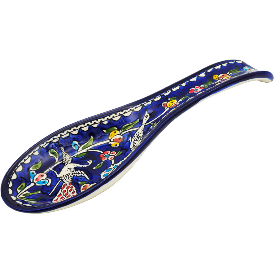 Armenian Ceramic Spoon Peacocks Design - Made in Israel