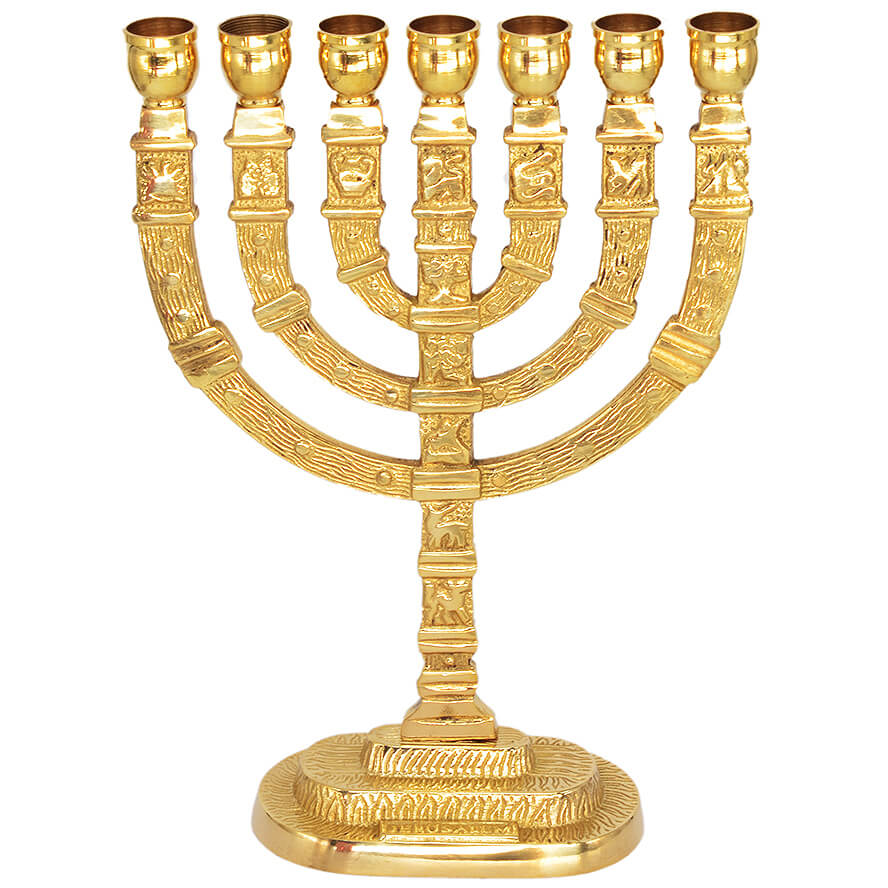 Menorah from Israel - 12 Tribes solid brass menorah - 7.5