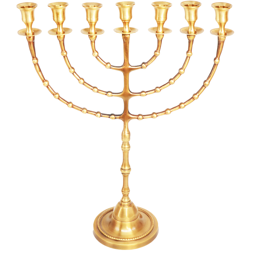 Classic Menorah from Israel - Almond Blossom - Brass - 17.5