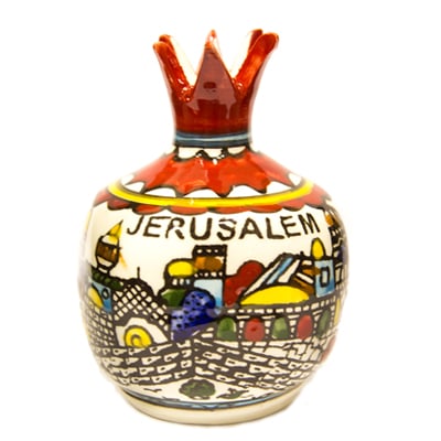 Vibrant 'Jerusalem' Pomegranate - Armenian Ceramic - Handcrafted in Israel - Size: 3.5"