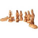 Wooden Manger Scene Set - Olive Wood Figurines - angle view
