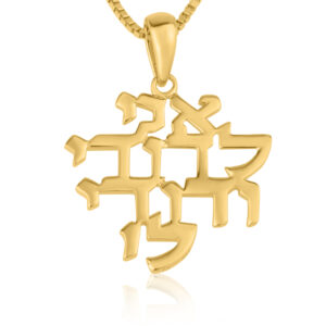 'Ani LeDodi' in Hebrew - I Am My Beloved's - 14k Gold Necklace - Biblical Scripture Jewelry - detail