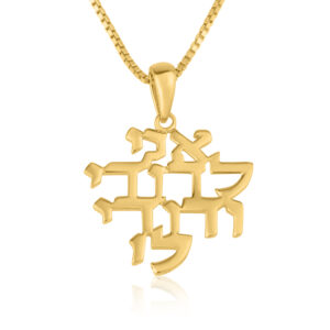 'Ani LeDodi' in Hebrew - I Am My Beloved's - 14k Gold Necklace - Biblical Scripture Jewelry - Made in Israel