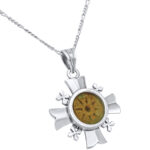 Authentic Biblical Widow's Mite Coin - Mounted in the 'Jerusalem Cross' - Sterling Silver - angle view