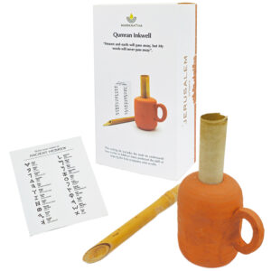 Replica Scribe Kit: Clay Ink Well & Reed Pen from Judean Desert - Made in Israel