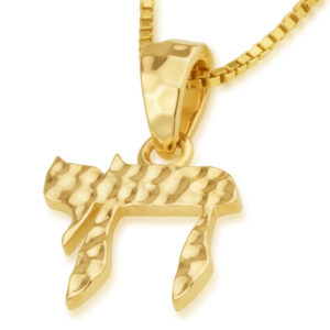'Chai' 14k Hammered Gold Necklace - detail