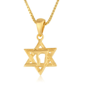 'Chai' in Star of David 14k Gold Necklace - Jewish Jewelry - Made in Israel