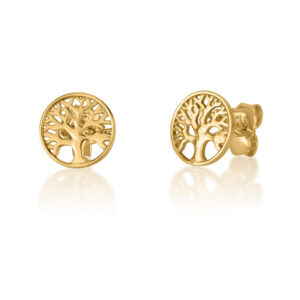 'Tree of Life' 14k Gold Stud Earrings - Biblical Jewelry Handcrafted in Israel