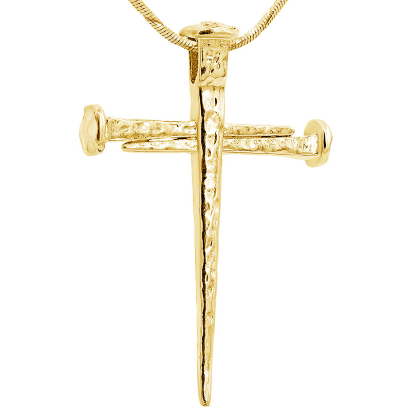 ‘Cross of Nails’ 14k Gold Necklace - Handcrafted in Israel
