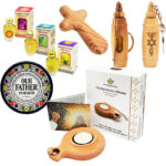 Holy Land Blessing Box - Clay Lamp, Cross, 3 Anointing Oils, Olive Wood Anointing Keychain & Lord's Prayer Ceramic