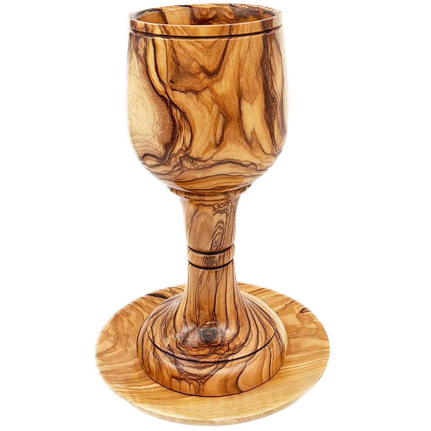 Handcrafted Wooden Goblet and Saucer – The Lord’s Supper – Made in Israel – Size: 8″