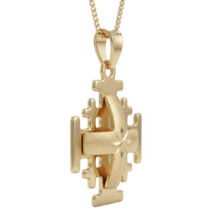 14k 'Jerusalem Cross' with Bowed central Cross - 'Bright Morning Star' Necklace - Made in Israel - 1"