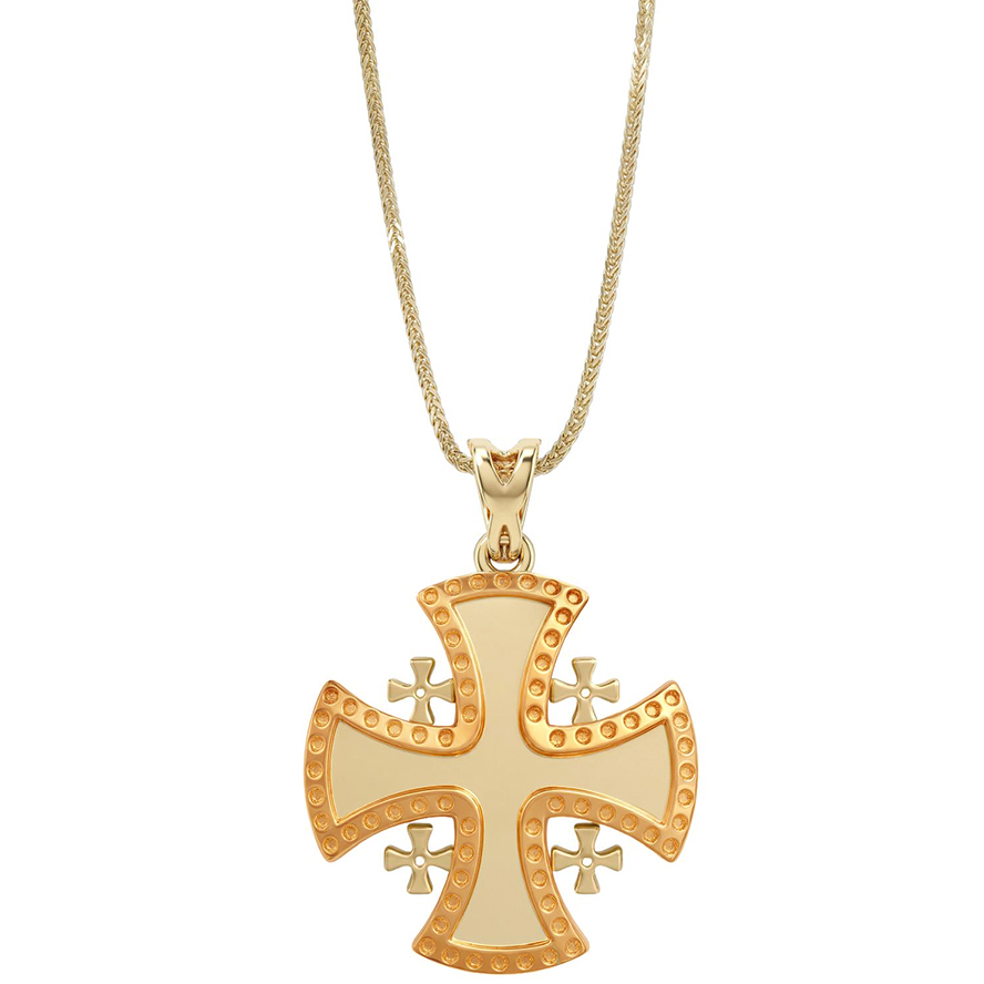 ‘Jerusalem Cross – Knights of Malta’ 14K Pendant - Yellow and Rose Gold - Handcrafted in Israel