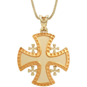 ‘Jerusalem Cross – Knights of Malta’ 14K Pendant - Yellow and Rose Gold - Handcrafted in Israel