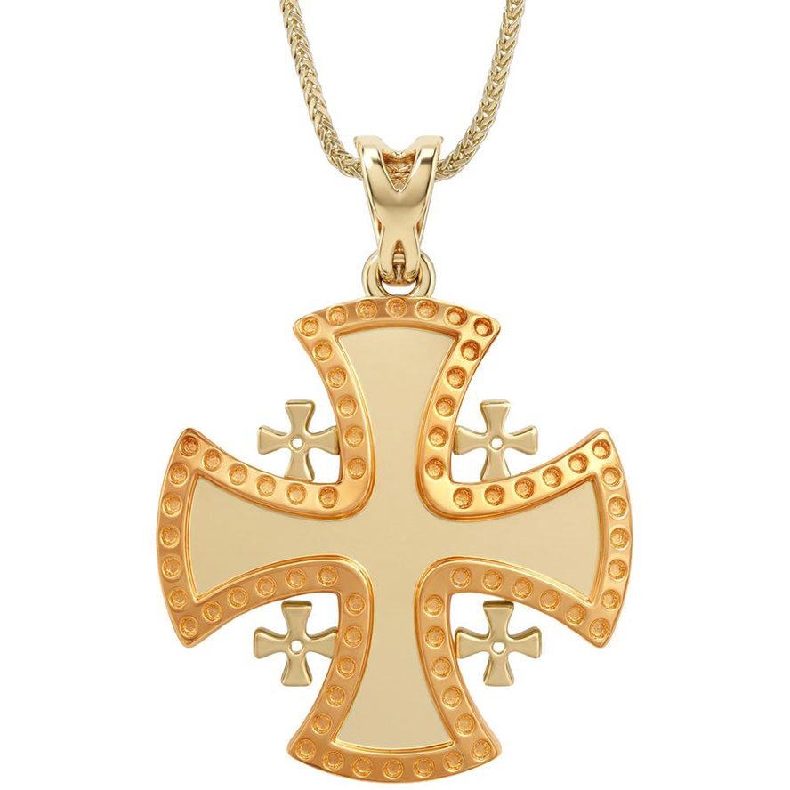 ‘Jerusalem Cross – Knights of Malta’ 14K Pendant - Yellow and Rose Gold - Handcrafted in Israel
